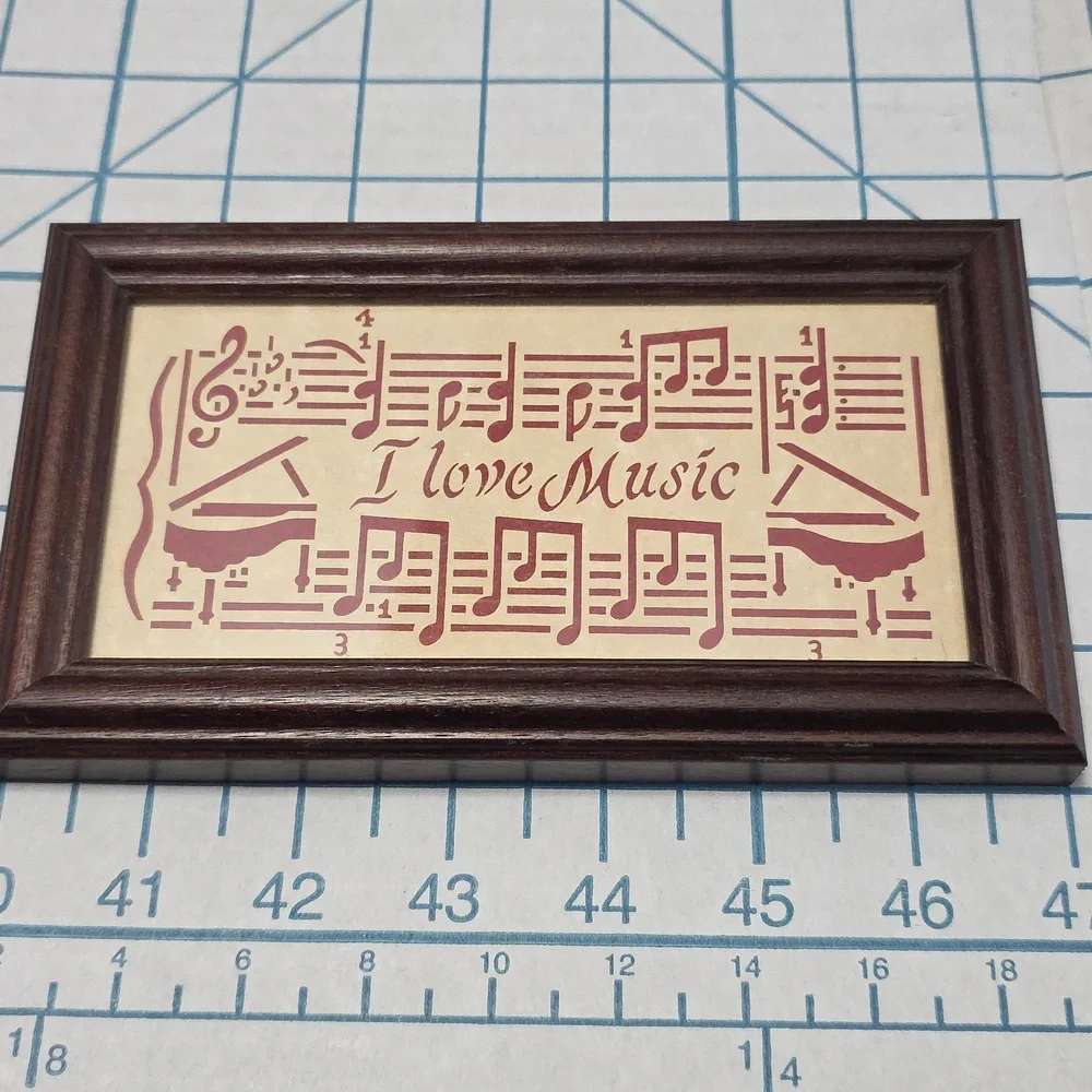 Designs with Scissors Regina Walters Scissor Cuts Framed Art, I Love Music, 1996